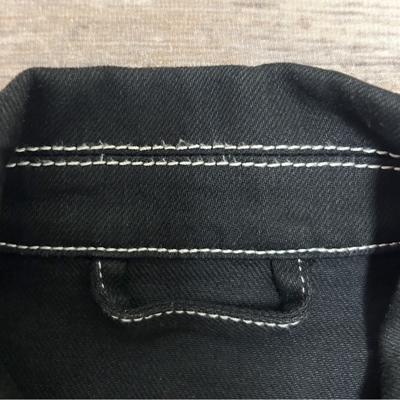 Maison Margiela Black Denim White Stitching Snap Button Spread Collar Jacket 50 - Picture 14 of 15